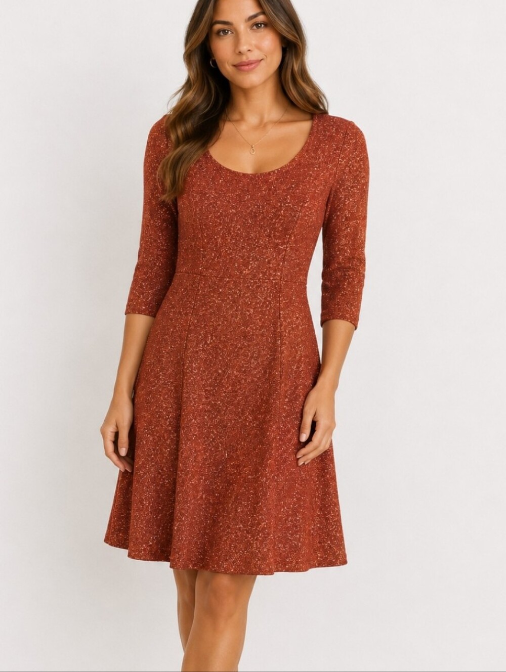 The Territory Ahead ~Woman Size SP~ Orange/Brown Wool Blend Tweed Sweater Dress.